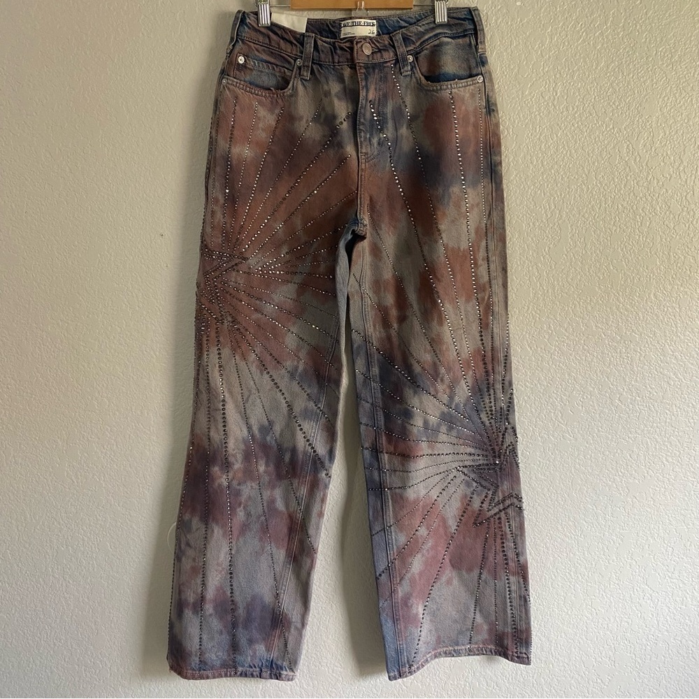 NEW Free People We The Free Aurora Mid-Rise Straight Jeans Wide Leg Baggy